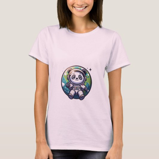 niedlicher Panda-Astronaut, der vor der Erde schwe T-Shirt (Vorderseite)
