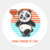 Niedlicher Panda-Aufkleber "Panda-monium-Liebe" Runder Aufkleber (Vorderseite)