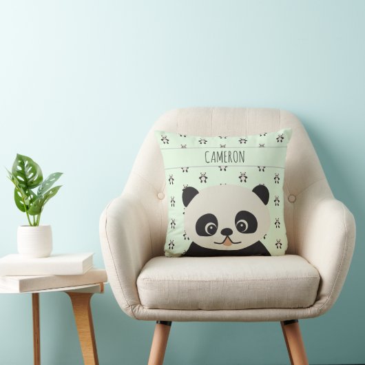 Niedlicher Panda-Baby-Bär Grün Personalisiert Kissen (Stuhl )