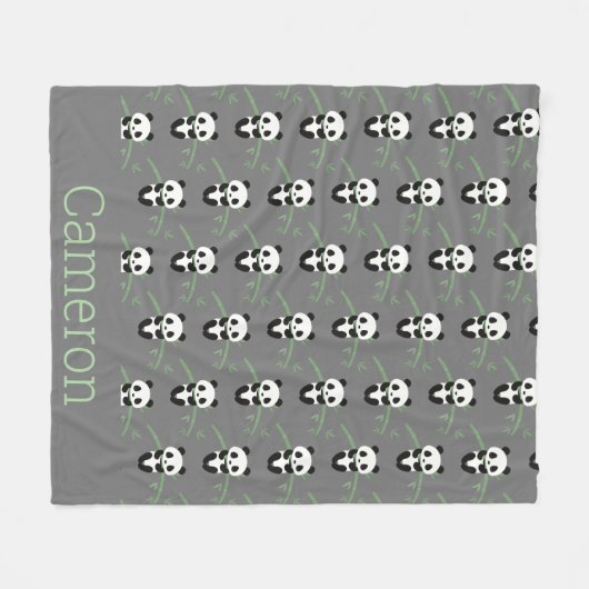Niedlicher Panda Bamboo Muster Grau Individuelle N Fleecedecke (Vorderseite (Horizontal))