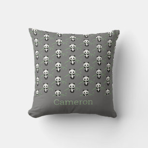 Niedlicher Panda Bamboo Muster Grau Individuelle N Kissen