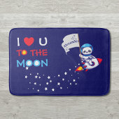 Niedlicher Panda Bär auf Raketenschiff Kinder Pers Badematte