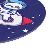 Niedlicher Panda Bär auf Raketenschiff Kinder Pers Schneidebrett (Ecke)