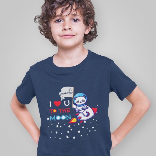 Niedlicher Panda Bär auf Raketenschiff Kinder Pers T-Shirt