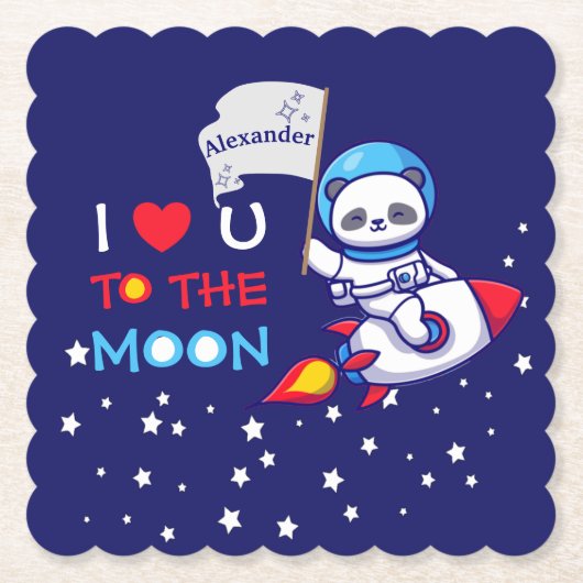 Niedlicher Panda Bär auf Raketenschiff Kinder Pers Untersetzer (Vorderseite)