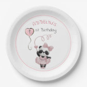 Niedlicher Panda Bär Ballerina Pink Kindergeburt Pappteller (Vorderseite)