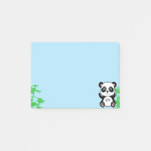 Niedlicher Panda Bär & Bamboo auf Light Blue
