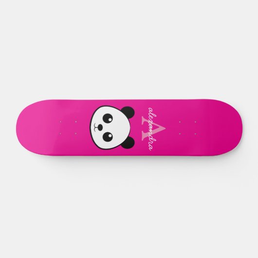 Niedlicher Panda-Bär, benutzerdefiniert Monogramm  Skateboard (Horizontal)