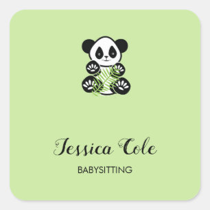 Niedlicher Panda-Bär blassgrün Quadratischer Aufkleber