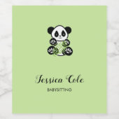 Niedlicher Panda-Bär blassgrün Weinetikett (Einzelnes Label)