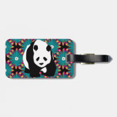 Niedlicher Panda Bär Blau Pink Blume Blumenmuster Gepäckanhänger (Rückseite horizontal)