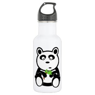 Niedlicher Panda-Bär, der Bambus-Blätter isst Trinkflasche