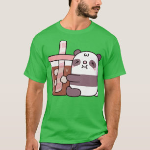 Niedlicher Panda-Bär, der Ice-Kaffee umarmt T-Shirt
