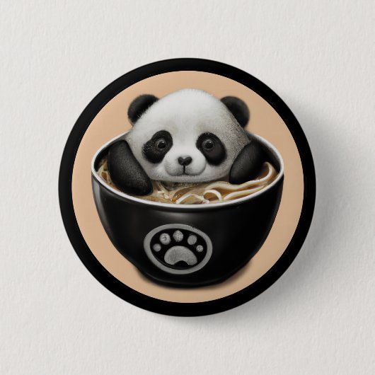 Niedlicher Panda-Bär, der in einer Schüssel Ramen Button (Vorderseite)