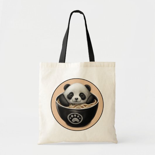Niedlicher Panda-Bär, der in einer Schüssel Ramen  Tragetasche (Vorne)