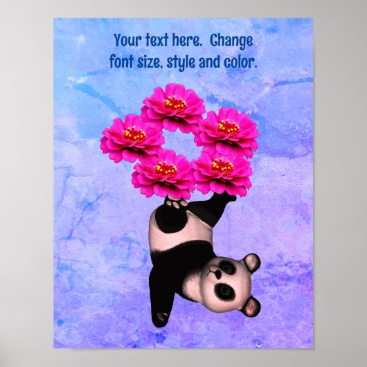 Niedlicher Panda-Bär fügt Ihren eigenen Text hinzu Poster (Vorne)