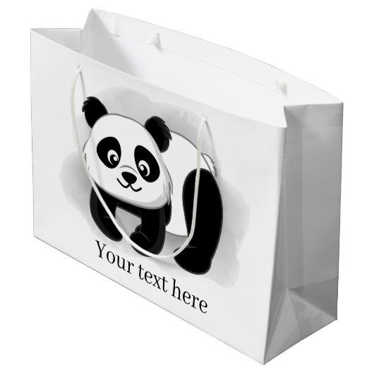 niedlicher Panda-Bär fügt Text Große Geschenktasch Geschenktüte (Rückseite Schrägansicht)