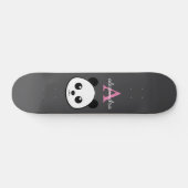 Niedlicher Panda-Bär für Monogramm Grauer Hintergr Skateboard (Horizontal)