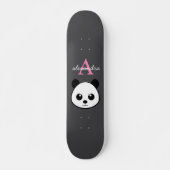 Niedlicher Panda-Bär für Monogramm Grauer Hintergr Skateboard (Vorne)