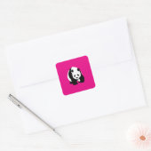Niedlicher Panda Bär Hot Pink Fuchsia Zoo Wildlife Quadratischer Aufkleber (Umschlag)