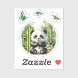 Niedlicher Panda-Bär im Bambuswald Aufkleber