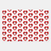 Niedlicher Panda-Bär im roten Herzen Geschenkpapier Set (Vorderseite)