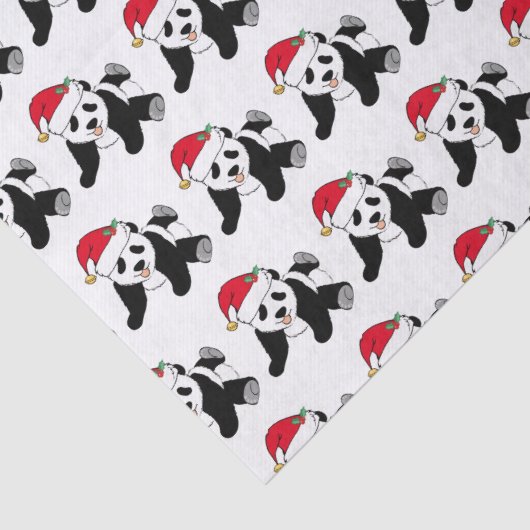 Niedlicher Panda-Bär im Weihnachtsmannmütze Urlaub Seidenpapier (Detail)