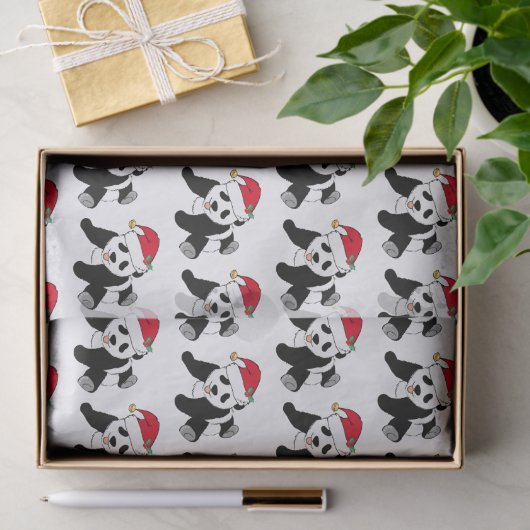 Niedlicher Panda-Bär im Weihnachtsmannmütze Urlaub Seidenpapier (Geschenk)