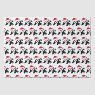 Niedlicher Panda-Bär im Weihnachtsmannmütze Urlaub Seidenpapier