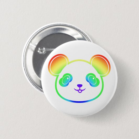 Niedlicher Panda-Bär in den Farben des Regenbogens Button (Vorne & Hinten)