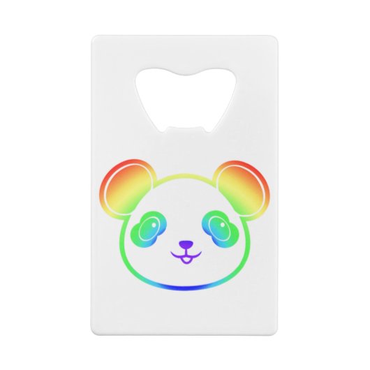 Niedlicher Panda-Bär in den Farben des Regenbogens Geldbeutel Flaschenöffner (Rückseite)