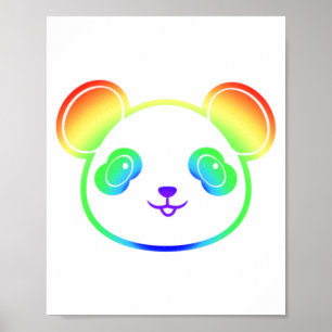 Niedlicher Panda-Bär in den Farben des Regenbogens Poster