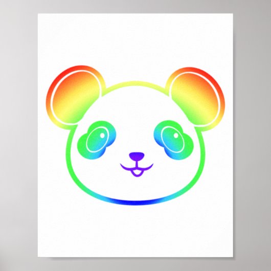 Niedlicher Panda-Bär in den Farben des Regenbogens Poster (Vorne)