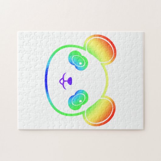 Niedlicher Panda-Bär in den Farben des Regenbogens Puzzle (Horizontal)