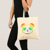 Niedlicher Panda-Bär in den Farben des Regenbogens Tragetasche (Vorderseite (Produkt))