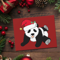 Niedlicher Panda-Bär in der Weihnachtsmannmütze