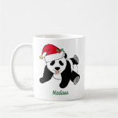 Niedlicher Panda-Bär in der Weihnachtsmannmütze Mo Kaffeetasse (Links)