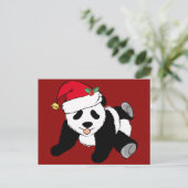 Niedlicher Panda-Bär in der Weihnachtsmannmütze Ro Postkarte (Stehend Vorderseite)