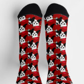 Niedlicher Panda-Bär in der Weihnachtsmannmütze Socken (Oben)