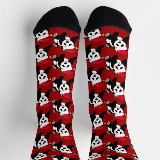 Niedlicher Panda-Bär in der Weihnachtsmannmütze Socken (Oben)