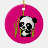 Niedlicher Panda-Bär in einem Bambushain. Keramik Ornament (Vorne)
