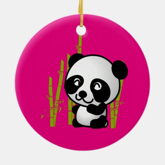 Niedlicher Panda-Bär in einem Bambushain. Keramik Ornament (Hinten)