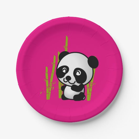 Niedlicher Panda-Bär in einem Bambushain. Pappteller (Vorderseite)