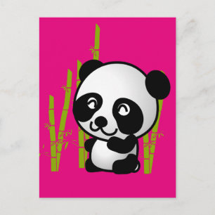 Niedlicher Panda-Bär in einem Bambushain. Postkarte