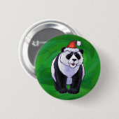 Niedlicher Panda-Bär in Weihnachtsmannmütze auf Gr Button (Vorne & Hinten)