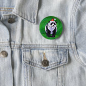 Niedlicher Panda-Bär in Weihnachtsmannmütze auf Gr Button (Beispiel)