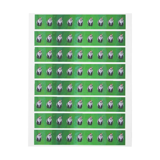 Niedlicher Panda-Bär in Weihnachtsmannmütze auf Gr Rundum-Adressaufkleber (Bogen)