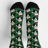 Niedlicher Panda-Bär in Weihnachtsmannmütze Grün W Socken (Oben)