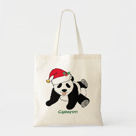 Niedlicher Panda-Bär in Weihnachtsmannmütze Kids Tragetasche (Vorne)