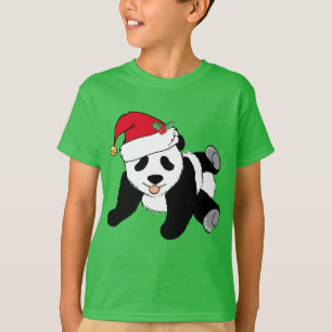 Niedlicher Panda-Bär in Weihnachtsmannmütze Kind T-Shirt